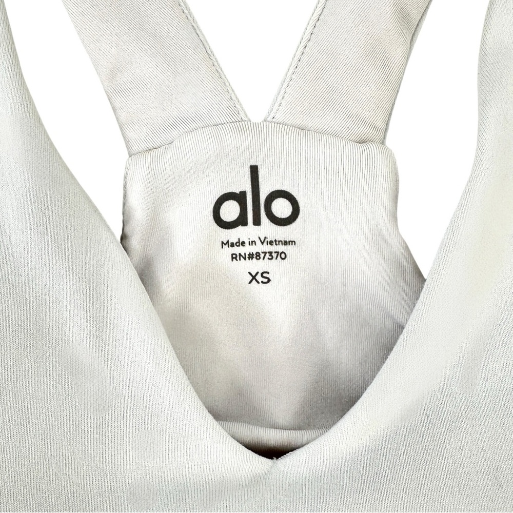 ALO Yoga Real Bra Tank - White Wide Strap V-Neck Built-In Shelf Bra Active Top - Picture 7 of 12